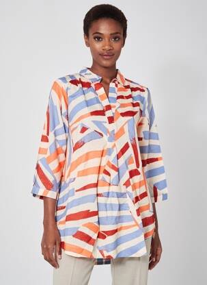 Tunique manches longues tissage crêpe bleu WHITE STUFF femme