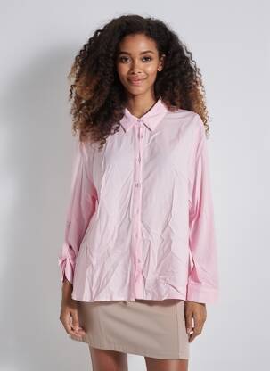 Chemisier tissage popeline manches longues rose LILI SIDONIO femme