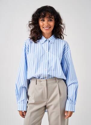 Chemisier coupe droite manches longues bleu MOLLY BRACKEN femme