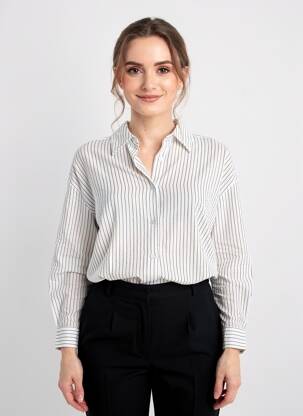 Chemisier tissage crêpe manches longues beige MOLLY BRACKEN femme