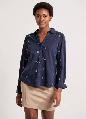 Chemisier coupe cintrée manches longues bleu WHITE STUFF femme