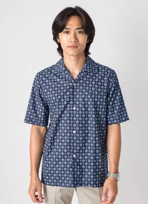 Chemise manches courtes imprimé fantaisie bleu WRANGLER homme