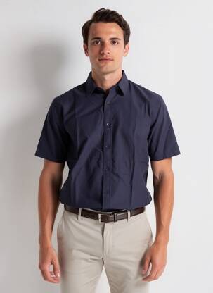 Chemise manches courtes coupe cintrée bleu OXBOW homme