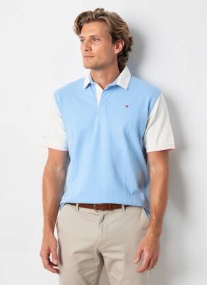 Polo tissage jersey manches courtes bleu SERGE BLANCO homme