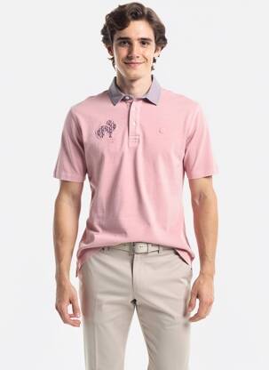 Polo tissage jersey manches courtes rose SERGE BLANCO homme