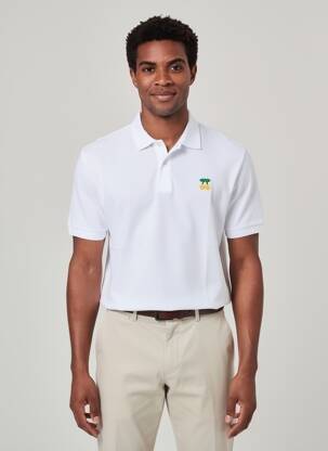 Polo stretch manches courtes blanc SERGE BLANCO homme