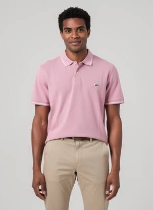 Polo stretch manches courtes rose LEE homme