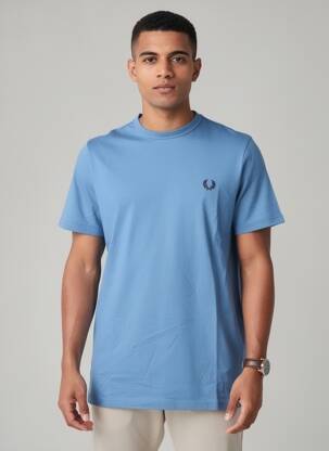 T-shirt broderie manches courtes bleu FRED PERRY homme