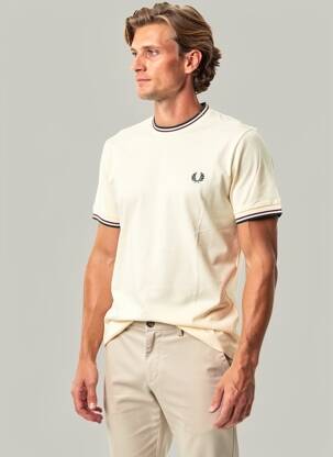 T-shirt broderie manches courtes beige FRED PERRY homme