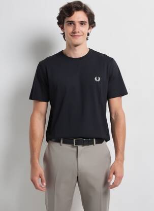 T-shirt broderie manches courtes noir FRED PERRY homme