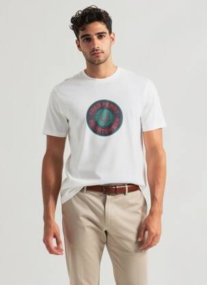 T-shirt stretch manches courtes blanc FRED PERRY homme