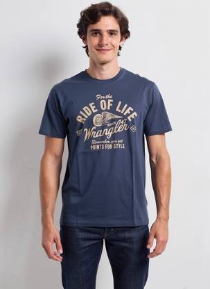 T-shirt stretch manches courtes bleu WRANGLER homme
