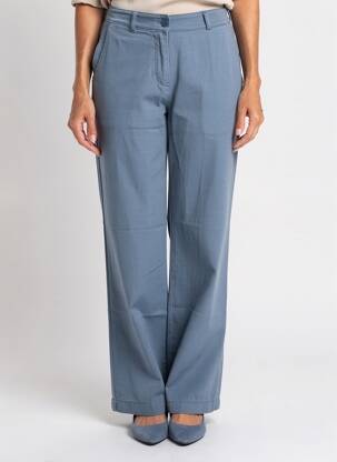 Pantalon droit tissage popeline taille normale bleu PAKO LITTO femme