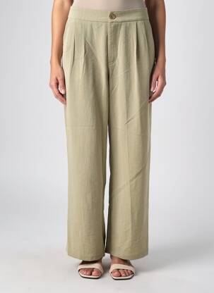 Pantalon large fermeture zippée sous rabat boutonné taille normale vert MOLLY BRACKEN femme