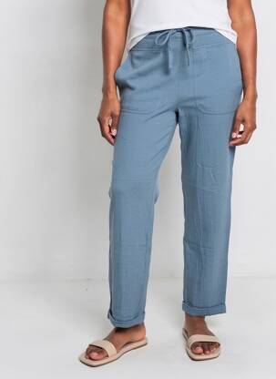 Pantalon droit taille élastique taille normale bleu INDI & COLD femme