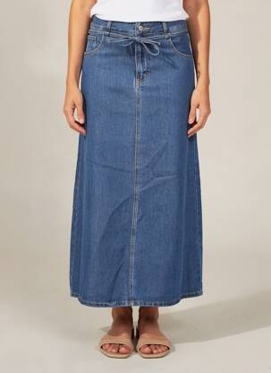 Jupe longue coupe droite bleu MOLLY BRACKEN femme