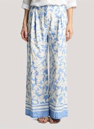 Pantalon large tissage popeline taille normale bleu LILI SIDONIO femme