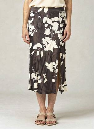 Jupe longue imprimé fantaisie noir FREEMAN T.PORTER femme