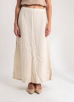 Jupe longue coupe droite beige INDI & COLD femme