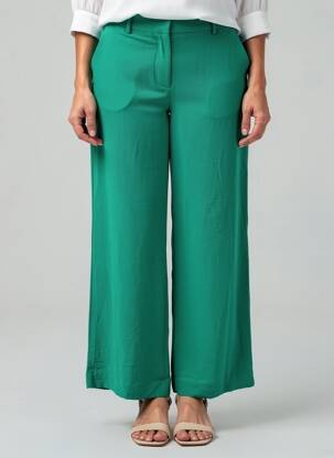 Pantalon droit tissage popeline vert MOLLY BRACKEN femme
