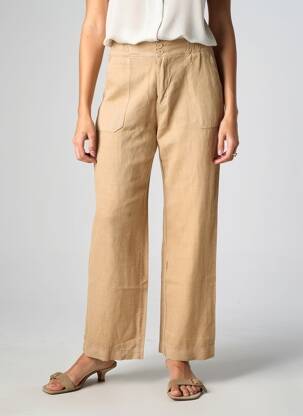 Pantalon droit fermeture zippée sous rabat boutonné taille normale beige PAKO LITTO femme