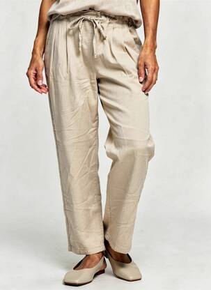 Pantalon droit tissage popeline taille normale beige PAKO LITTO femme