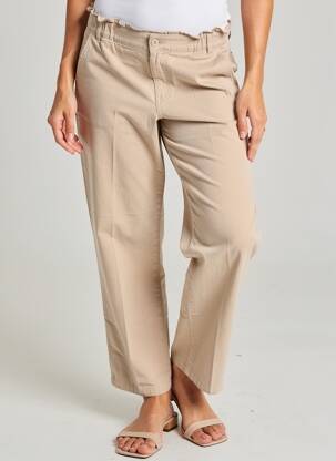 Pantalon droit tissage popeline taille normale beige HOPPY femme
