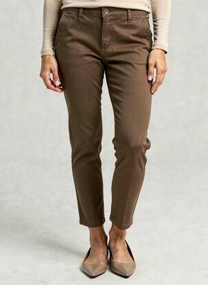 Pantalon slim tissage popeline taille normale marron PAKO LITTO femme
