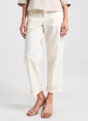 Pantalon droit stretch taille normale beige HOPPY femme