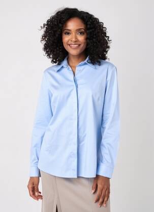 Chemisier coupe droite manches longues bleu PAKO LITTO femme