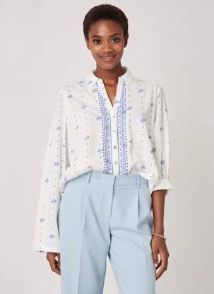 Chemisier coupe cintrée manches longues blanc WHITE STUFF femme