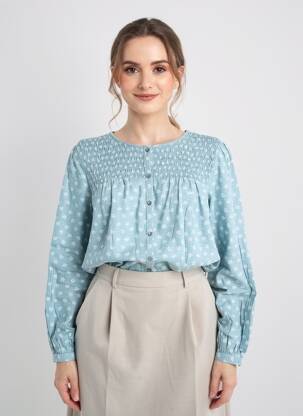 Chemisier imprimé fantaisie manches longues bleu WHITE STUFF femme