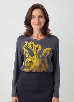 T-shirt manches longues manches longues gris BARBARA LEBEK femme