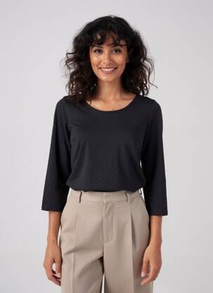 T-shirt manches 3/4 manches 3/4 noir C'EST BEAU LA VIE femme