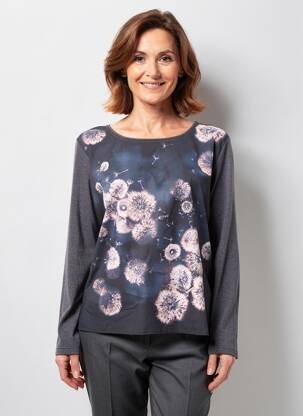 T-shirt imprimé fantaisie manches longues gris BARBARA LEBEK femme