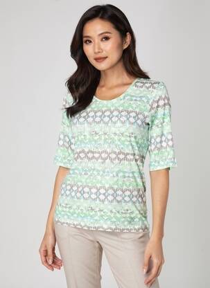 T-shirt imprimé fantaisie manches courtes vert BARBARA LEBEK femme