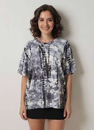 T-shirt imprimé fantaisie manches courtes gris M.X.O femme