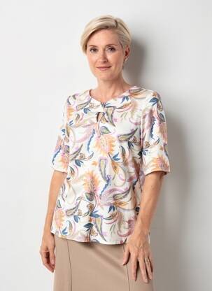 T-shirt imprimé fantaisie manches courtes blanc BARBARA LEBEK femme
