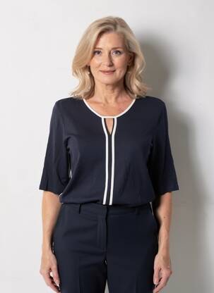 T-shirt stretch manches courtes bleu BARBARA LEBEK femme