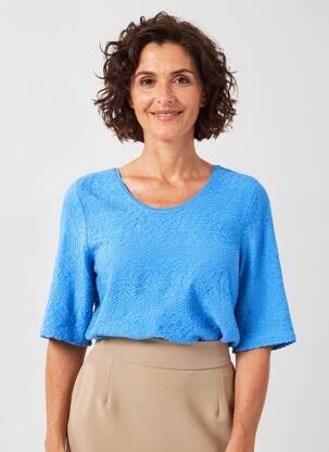 T-shirt stretch manches courtes bleu BARBARA LEBEK femme