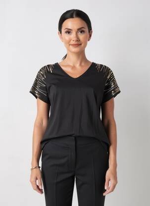 T-shirt coupe droite manches courtes noir ABRIL femme