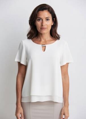 Top stretch manches courtes blanc THE STYLE femme