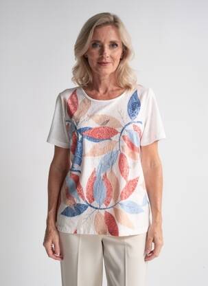 T-shirt imprimé fantaisie manches courtes blanc PLURIELLES femme