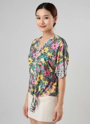 T-shirt imprimé fantaisie manches courtes vert LOLA ESPELETA femme