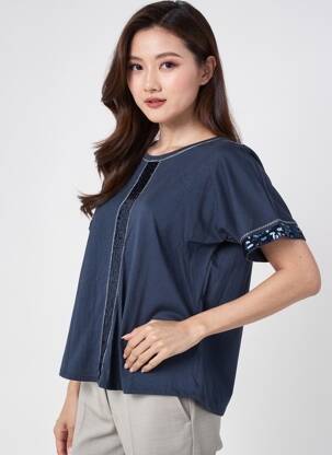 T-shirt coupe droite manches courtes bleu APRIL femme