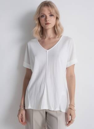 T-shirt coupe droite manches courtes blanc M.X.O femme