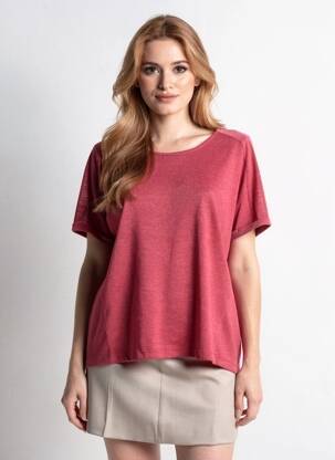 T-shirt coupe droite manches courtes rouge C'EST BEAU LA VIE femme