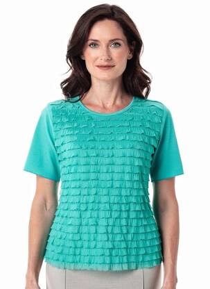 T-shirt coupe cintrée manches courtes vert PLURIELLES femme