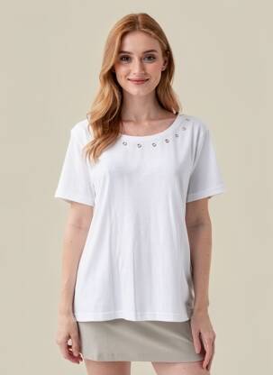 T-shirt coupe cintrée manches courtes blanc THE STYLE femme