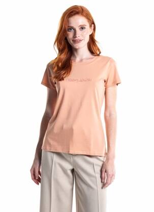 T-shirt sérigraphie floquée manches courtes orange TEDDY SMITH femme